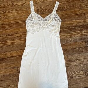 Vintage Fischer Heavenly Lingerie Ivory Silk Lace Slip